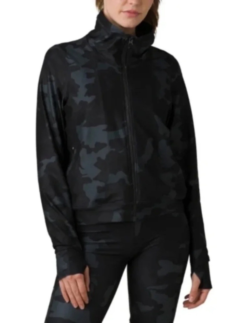 Prana Layna Jacket Black Camo Luxara Full Zip Athletic Outdoor Athleisure XS